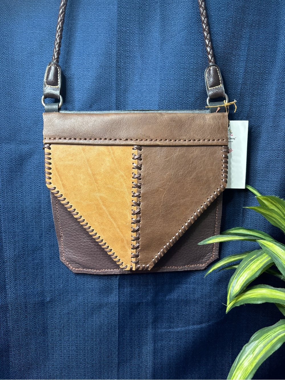Women's Two-Tone Brown Leather Crossbody Bag
